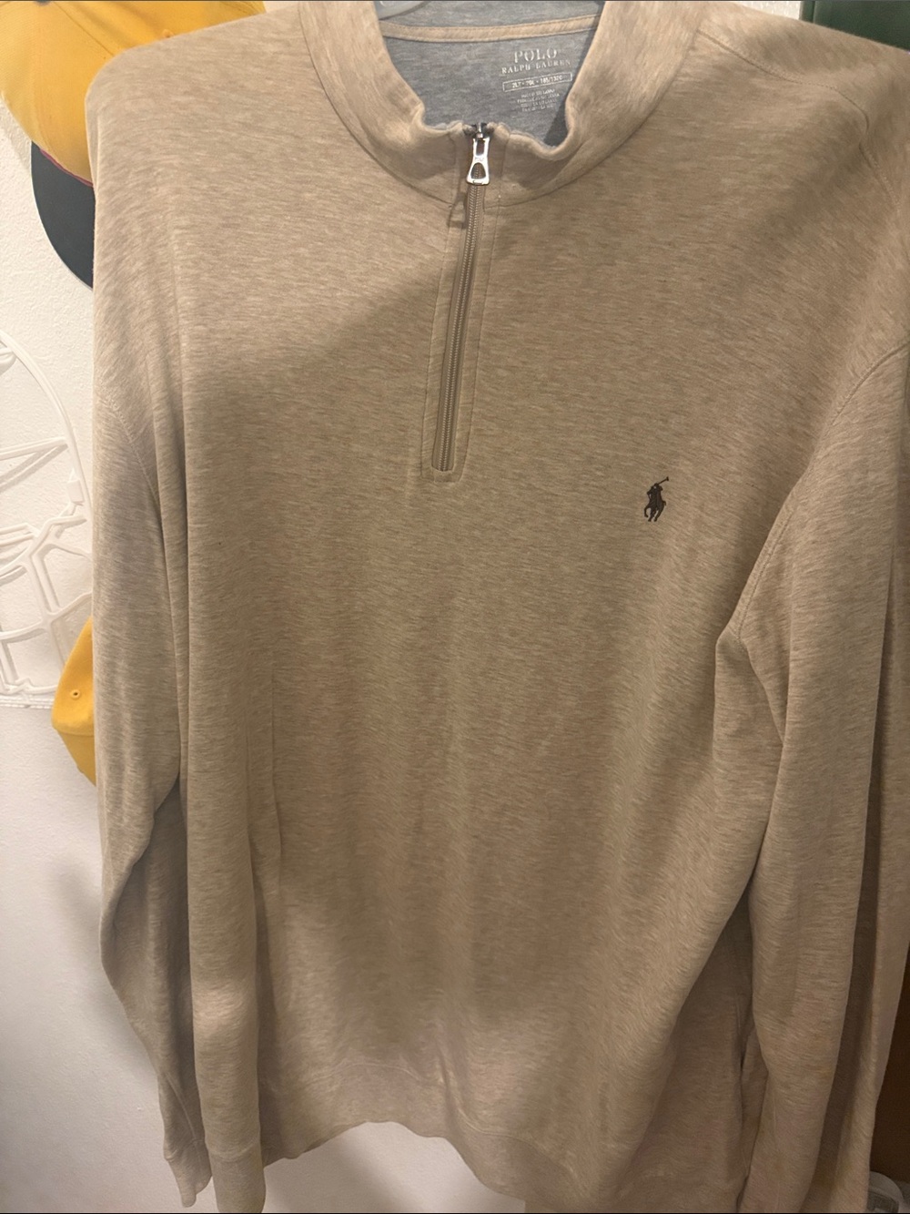 Polo by Ralph Lauren Men's Tan Quarter-Zip Sweater